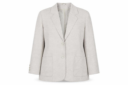 Front view of Equorian Beige Two-Button Wool Silk Blazer -, size 16