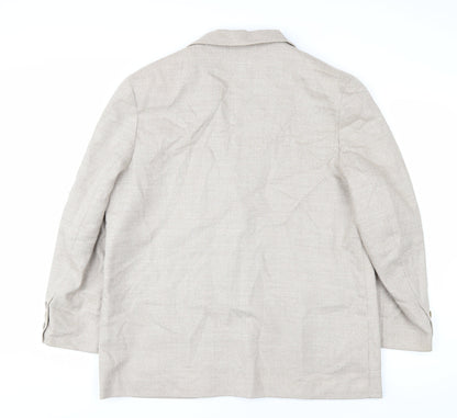 Back view of Equorian Beige Two-Button Wool Silk Blazer -, size 16