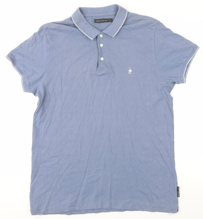 Additional front view of French Connection Men's Blue Collared T-Shirt, XL