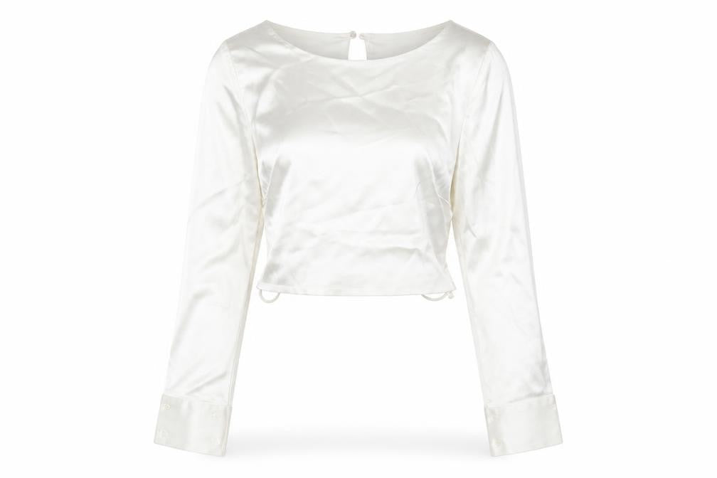 Zara Women's Ivory Cropped Blouse - Size S