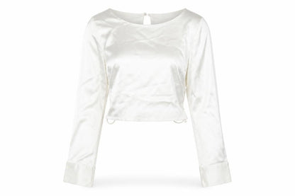 Zara Women's Ivory Cropped Blouse - Size S