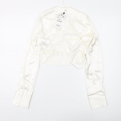 Zara Women's Ivory Cropped Blouse - Size S
