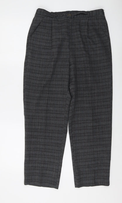 Bonmarché Women's Grey Checked Trousers Size 12