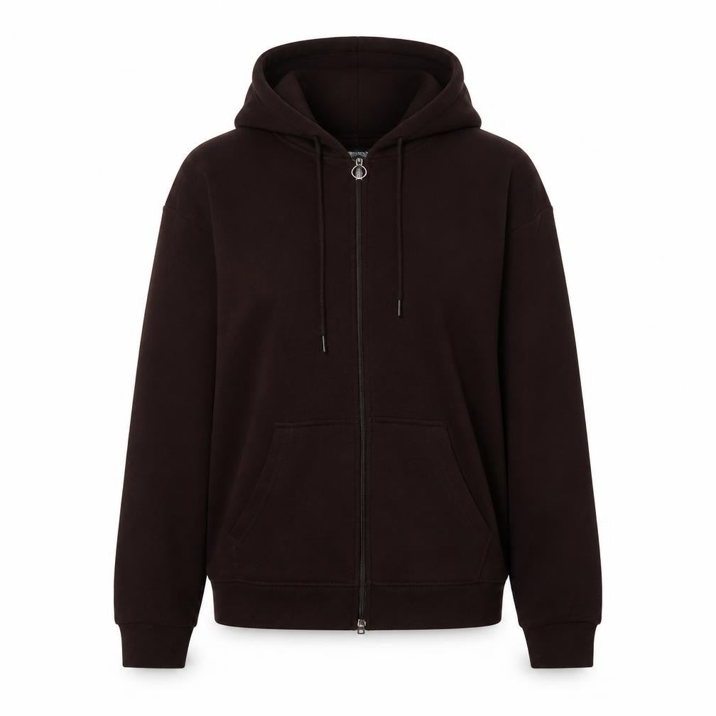 PrettyLittleThing Women's Brown Full Zip Hoodie, Size 6