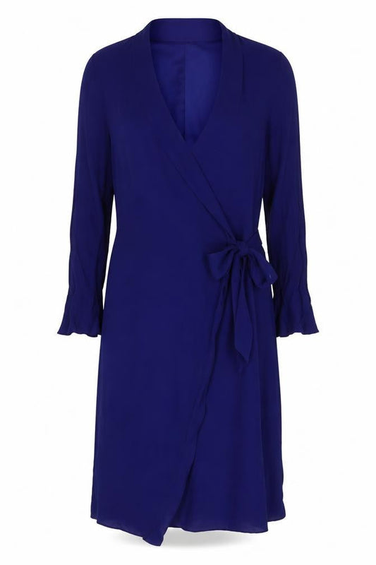 Finery Women's Blue 3/4 Sleeve Wrap Dress Size 10