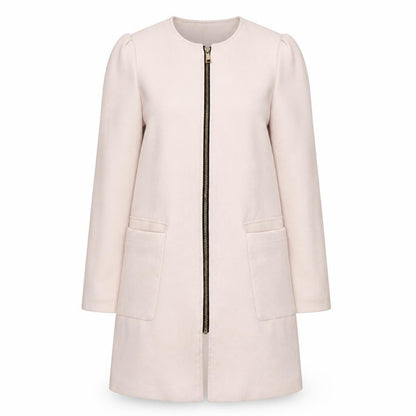 H&M Women's Ivory Long Coat Size 6 with Zip