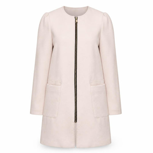 H&M Women's Ivory Long Coat Size 6 with Zip