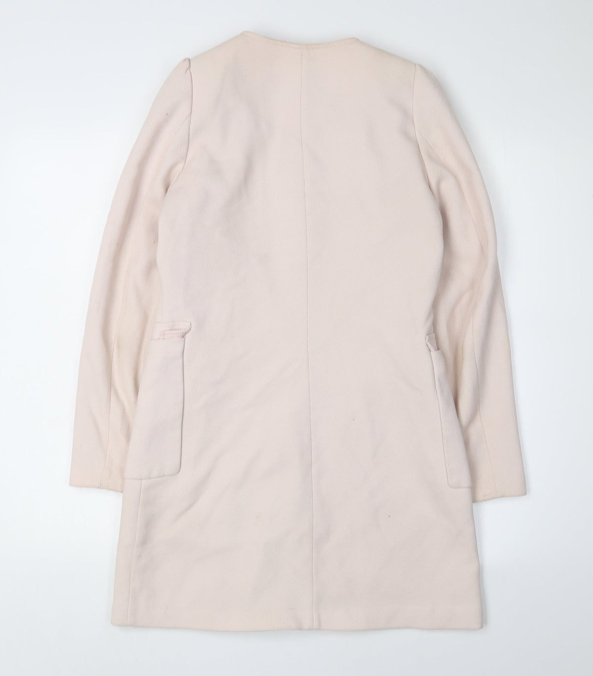H&M Women's Ivory Long Coat Size 6 with Zip