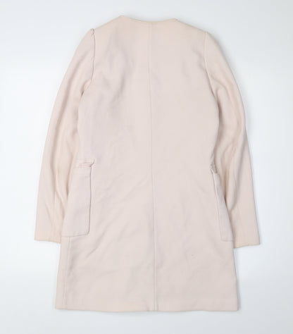 H&M Women's Ivory Long Coat Size 6 with Zip