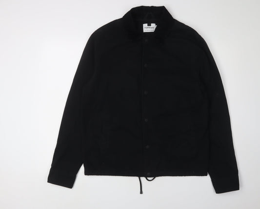 Topman Men's Black Button-Up Shirt M Cotton