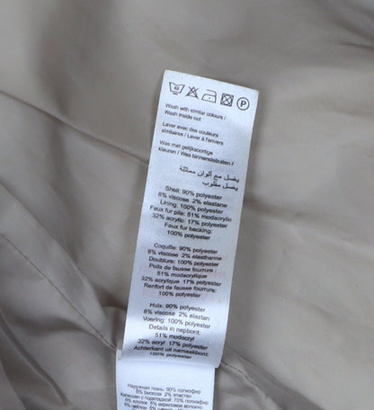 New Look Women's Beige Hooded Coat Size 4, Lined, Zip Closure