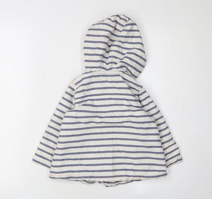 Back view of Next girls’ blue striped hooded jacket, 2 years, lined