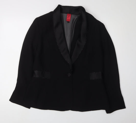 J Studio Women's Black Blazer Shawl Lapel Size 14