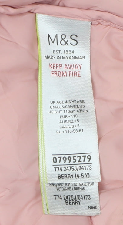 Marks and Spencer Girls Multicoloured Puffer Jacket