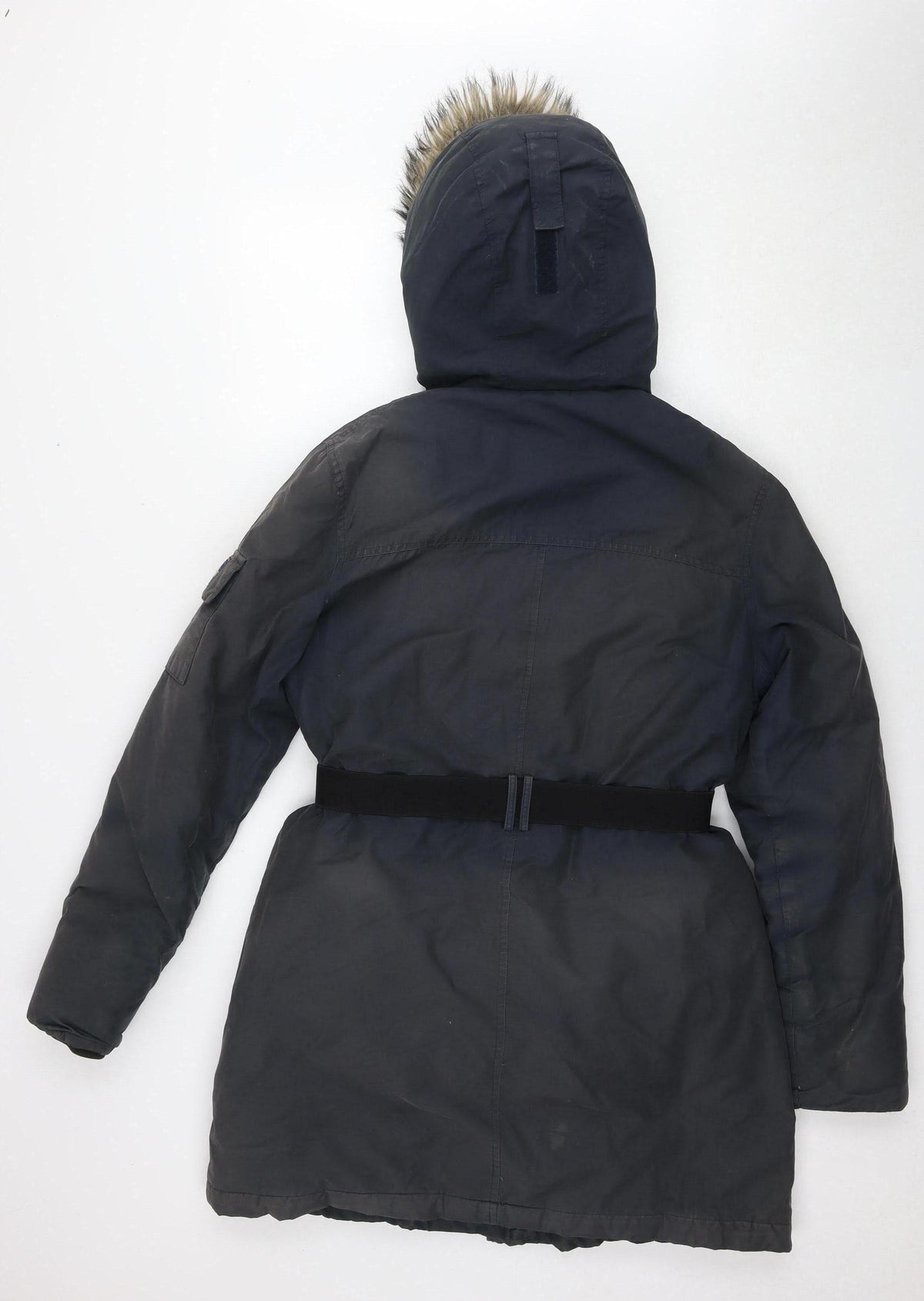 Penfield Women's Black Parka - Medium Hooded Fur Trim Winter Coat