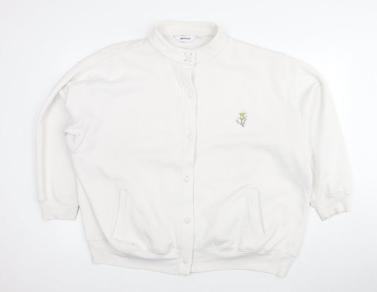 Damart Women's White Long Sleeve Button Sweater