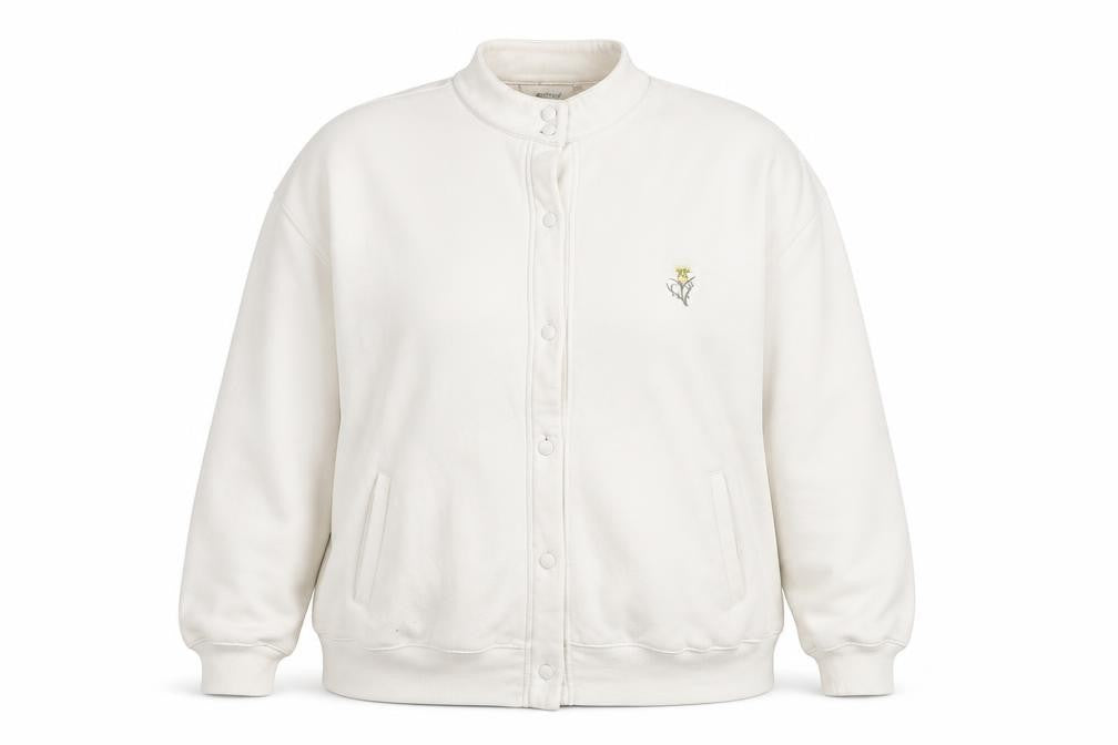 Damart Women's White Long Sleeve Button Sweater