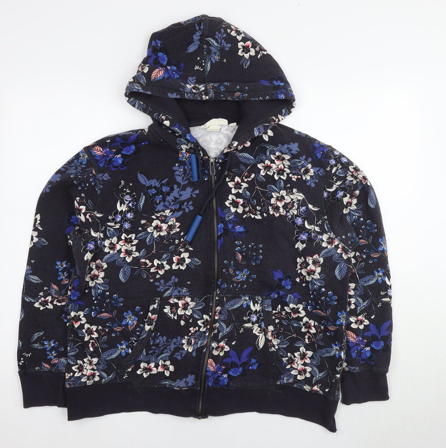 L.O.G.G Women's Blue Floral Full Zip Hoodie, Size L, Cotton Blend