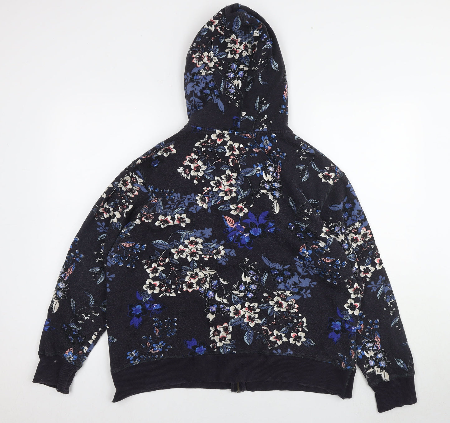 L.O.G.G Women's Blue Floral Full Zip Hoodie, Size L, Cotton Blend