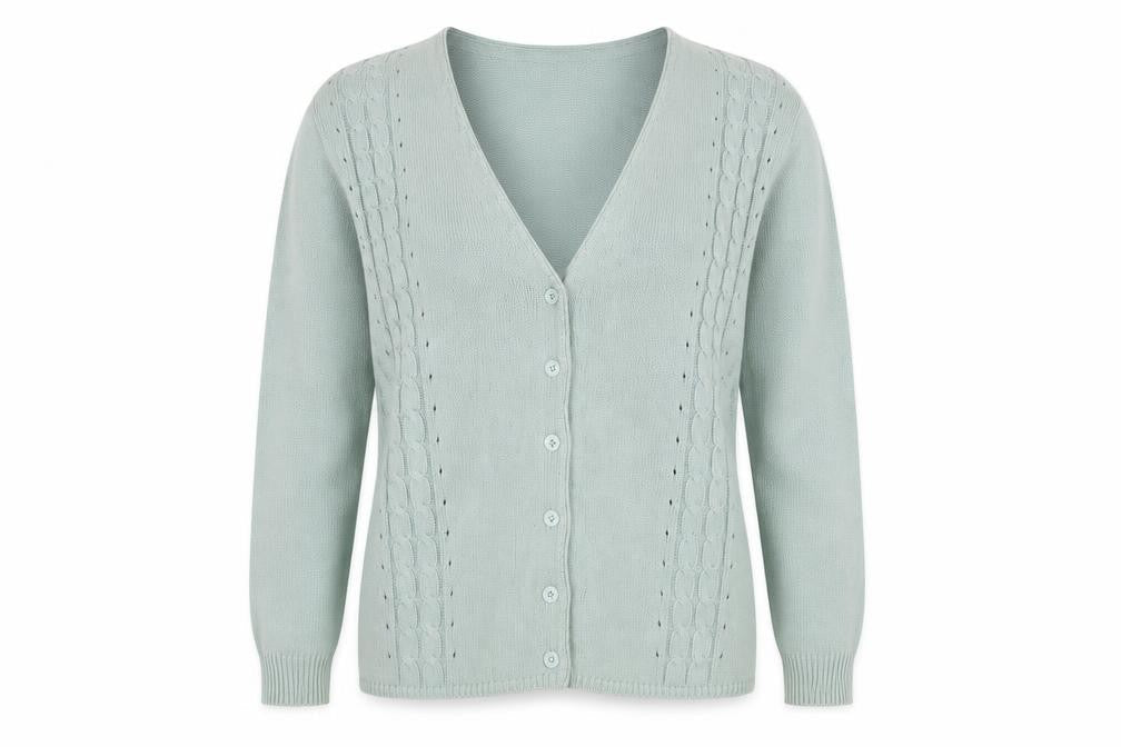 Jessica Reid Women's Green Cable-Knit Cardigan M