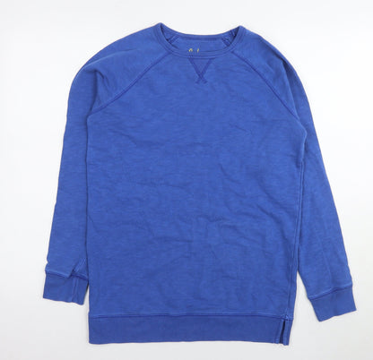 Additional front view of Boden girls’ blue cotton pullover sweatshirt, long sleeve, size 14
