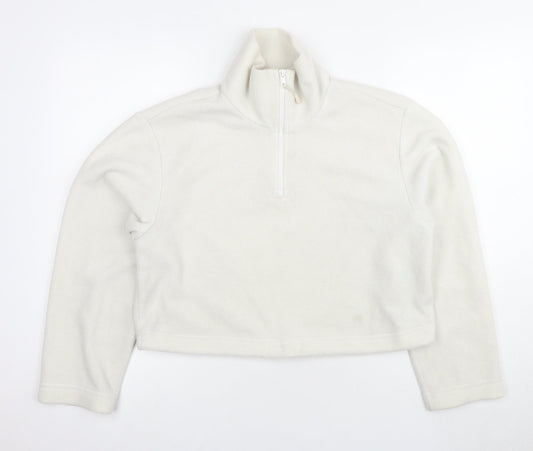 Monki Women's White 1/4 Zip Pullover Sweatshirt Size 12