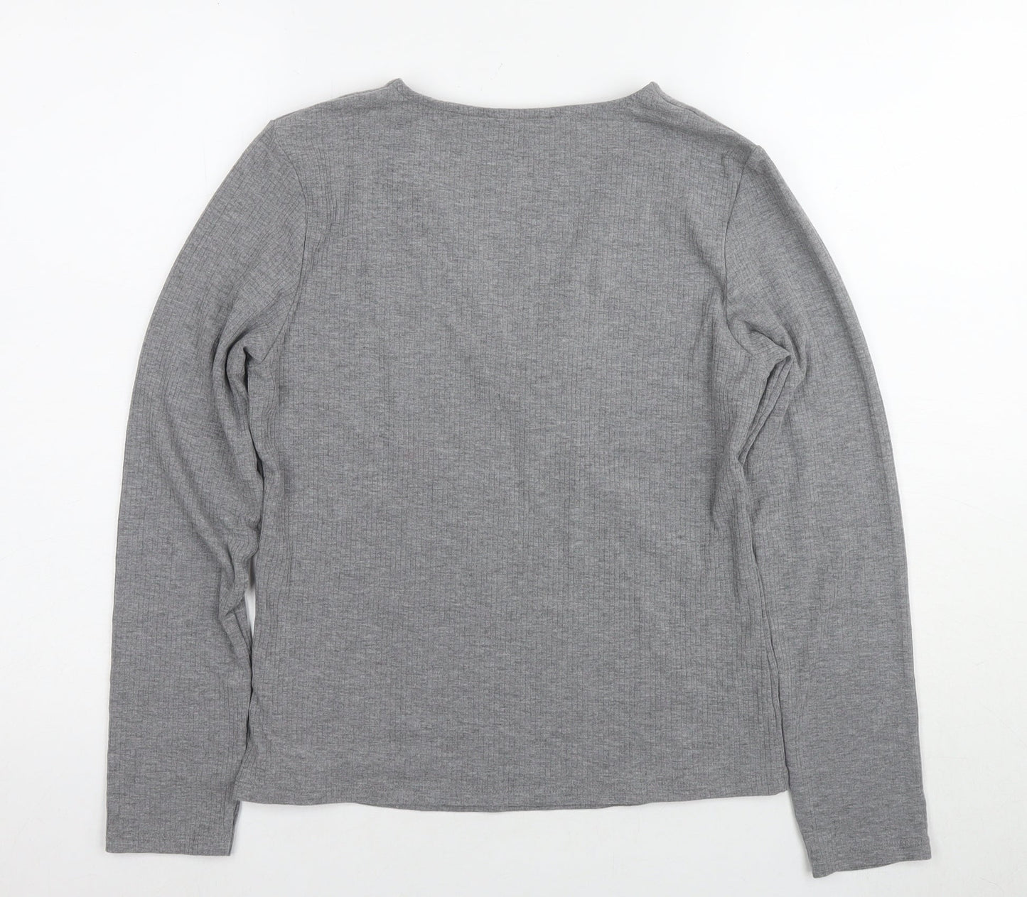 Marks and Spencer Grey V-Neck Jersey Blouse - Size 14