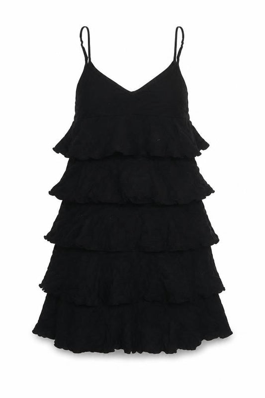 Dorothy Perkins Women's Black V-Neck Layered Dress Size 8