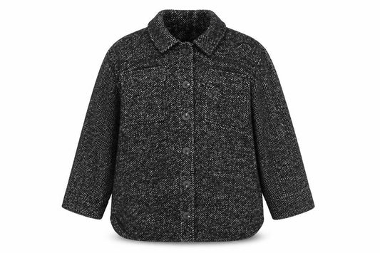 ASOS Women's Black Tweed Herringbone Coat Size 8