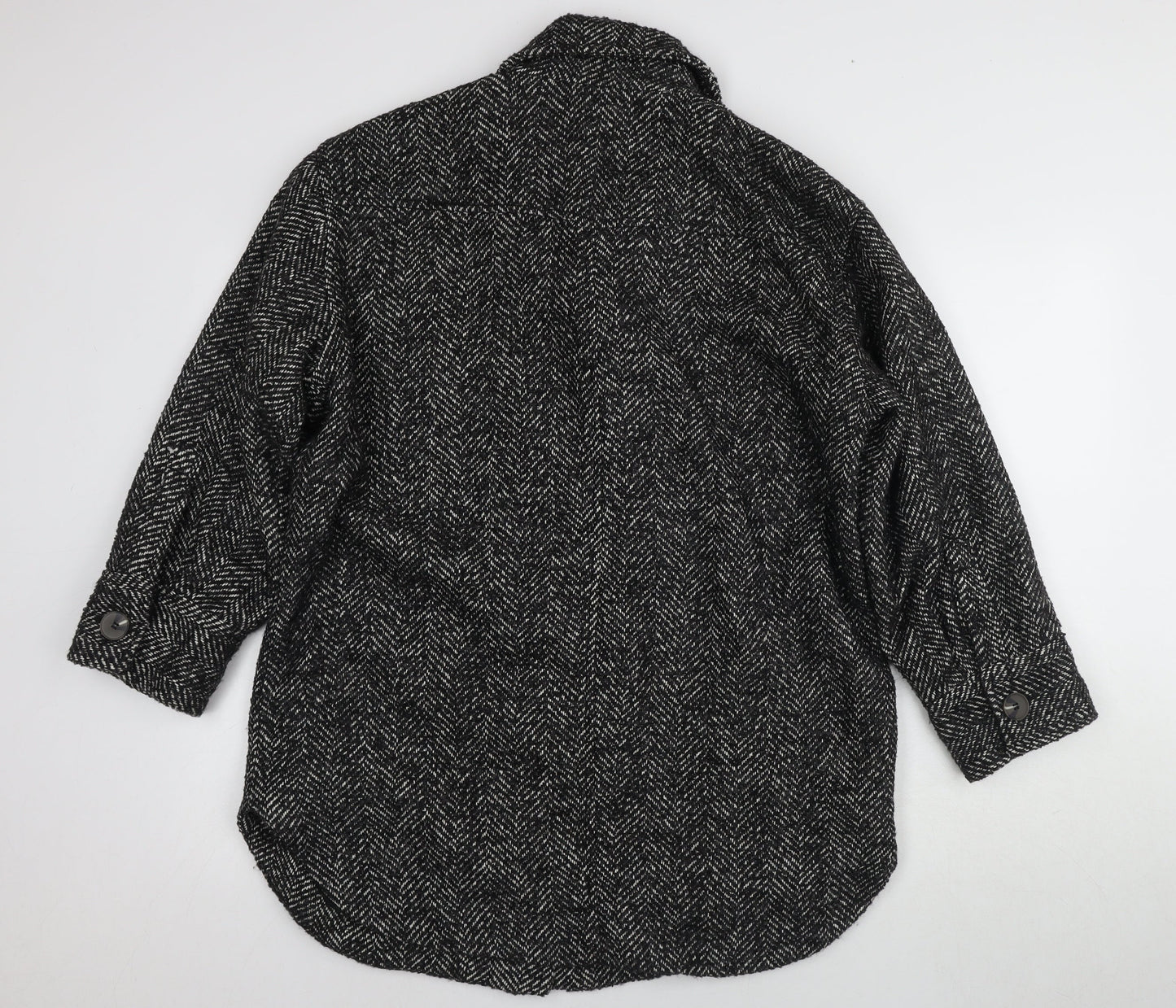 ASOS Women's Black Tweed Herringbone Coat Size 8