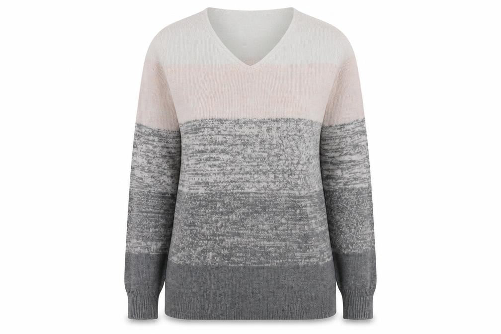 Bonprix Womens Grey V-Neck Pullover Jumper Size 14