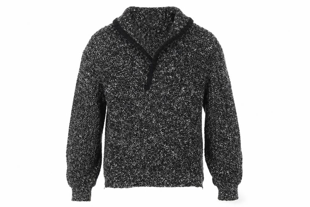 St Michael Men's Black Wool Pullover V-Neck Jumper