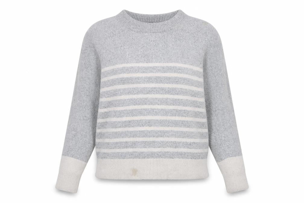 Oasis Women's Grey Striped Pullover Jumper M