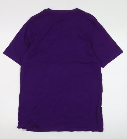 Pull&Bear Womens Purple Basic T-Shirt, Crew Neck Size 12,
