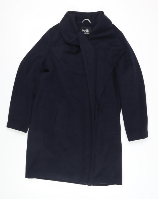Wallis Women's Black Overcoat M Regular Fit Wool Blend