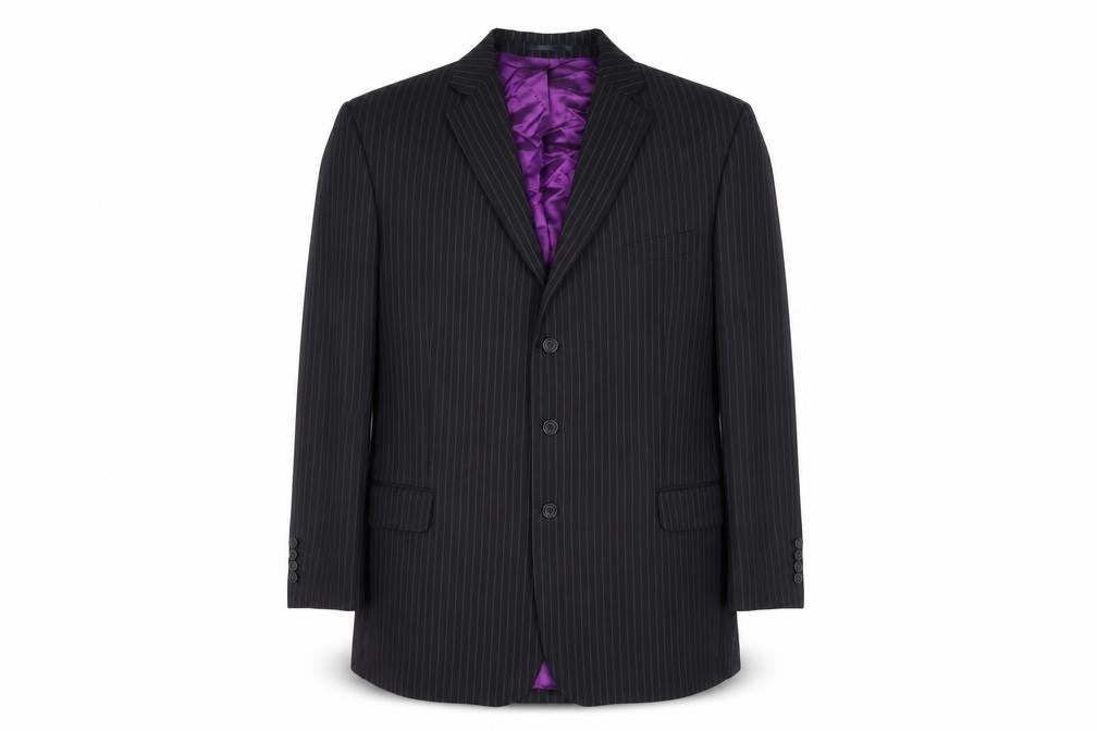 Scott & Taylor Men's Black Striped Blazer, Size 46, Regular Fit