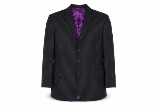 Scott & Taylor Men's Black Striped Blazer, Size 46, Regular Fit