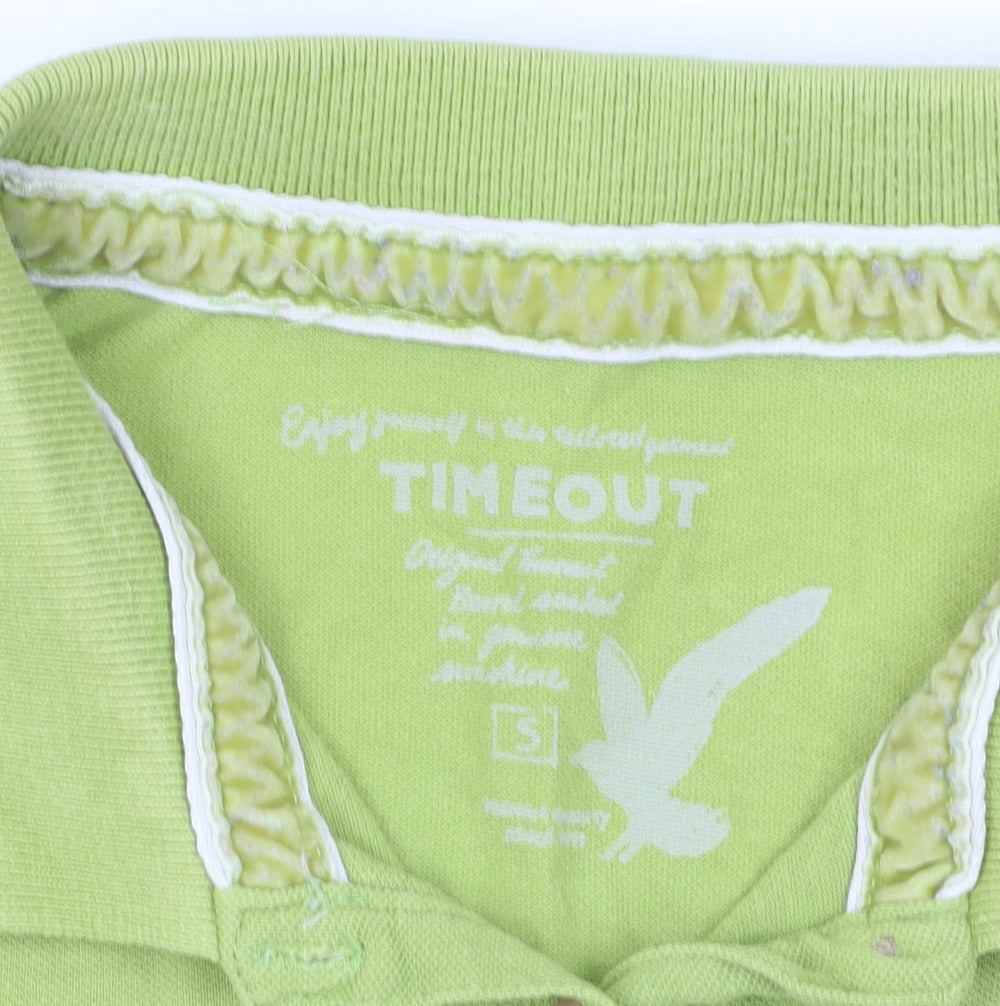 Timeout Women's Green Polo Shirt - Size S, Short Sleeve