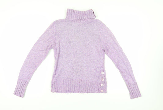 Marks and Spencer Women's Purple Roll Neck Jumper, Size 10