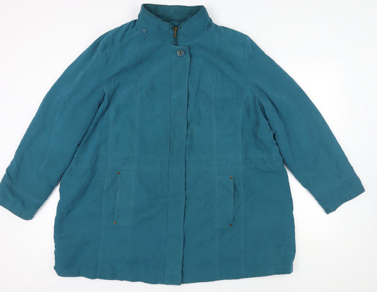 BM Women's Blue XL Basic Jacket Coat with Pockets