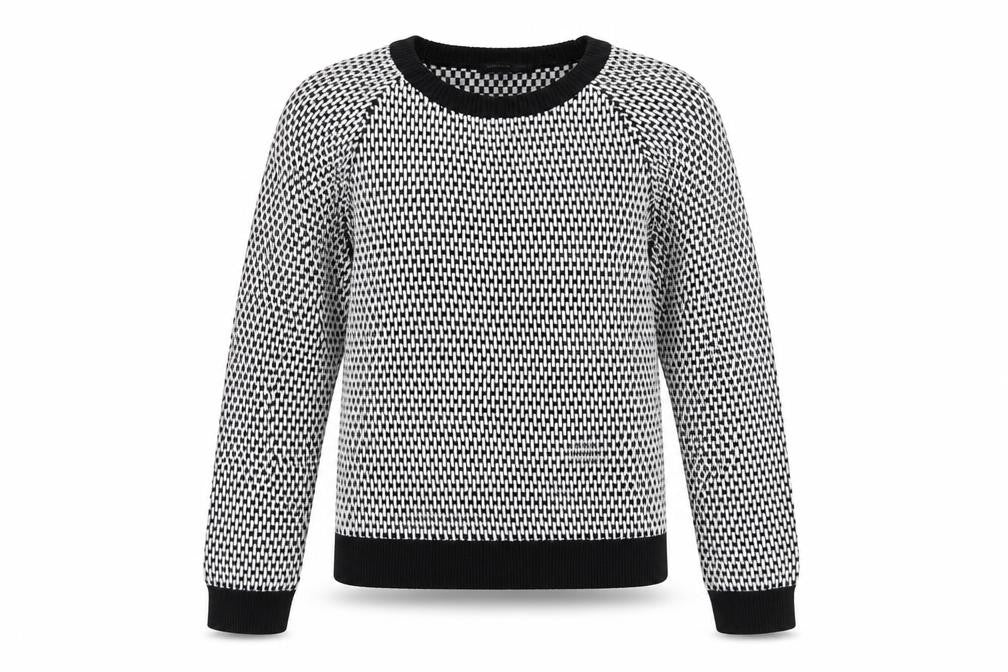 Mango Women's Black Geometric Knit Pullover Jumper