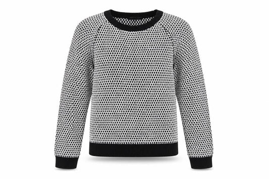 Mango Women's Black Geometric Knit Pullover Jumper