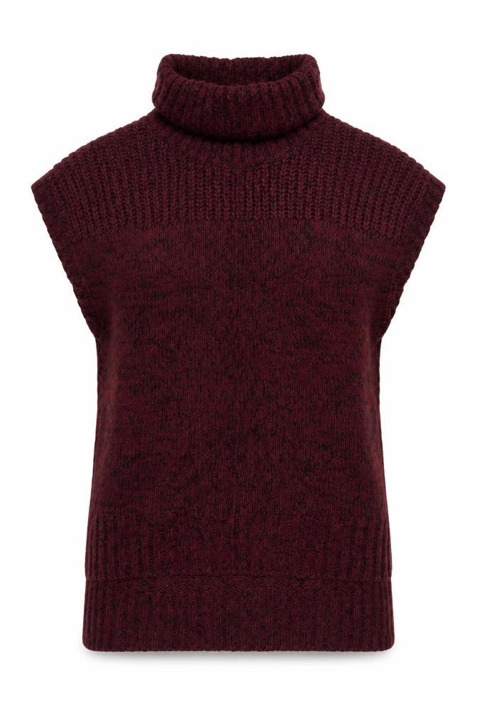 Apricot Women's Red Roll Neck Sleeveless Jumper