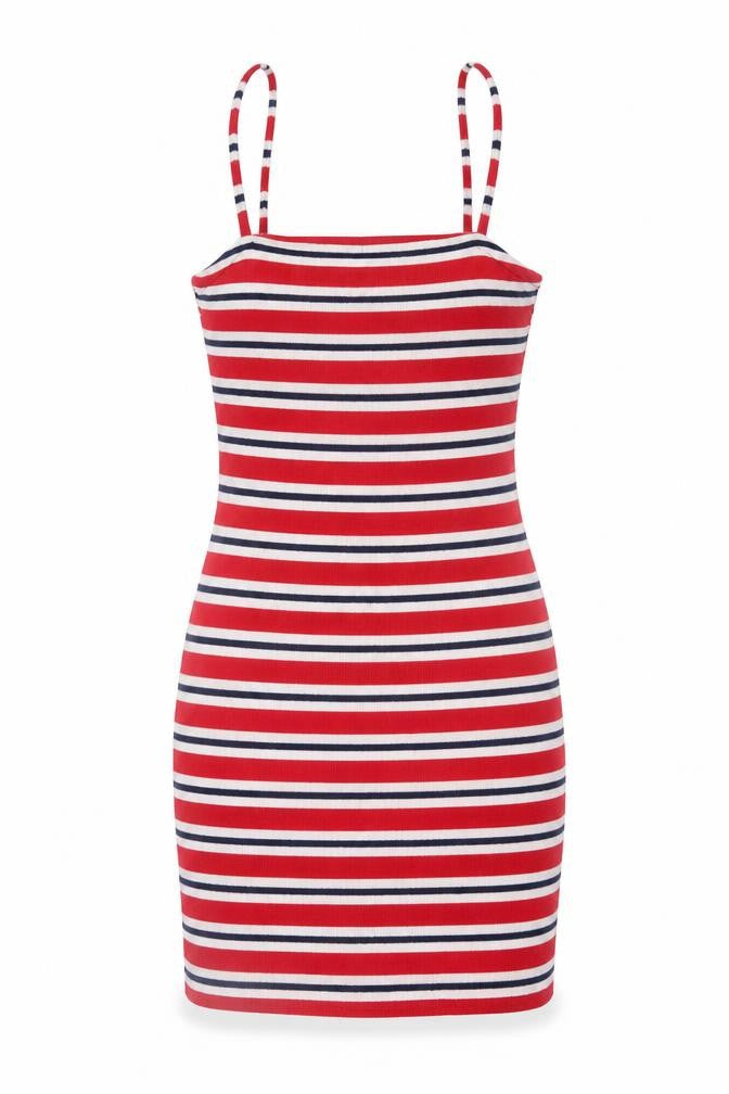 H&M Women's Multicoloured Striped Tank Dress Size 6