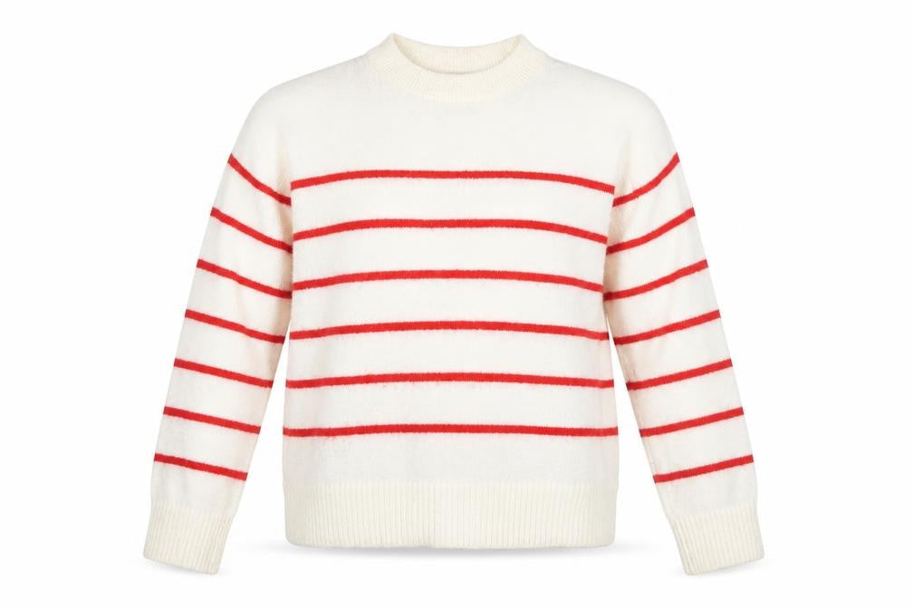 New Look Women's Ivory High Neck Striped Jumper S