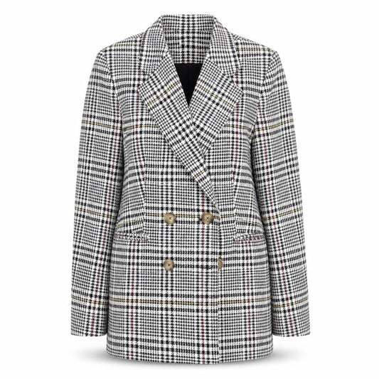 Marks & Spencer Women's Black Houndstooth Blazer, Size 8, Double-Breasted
