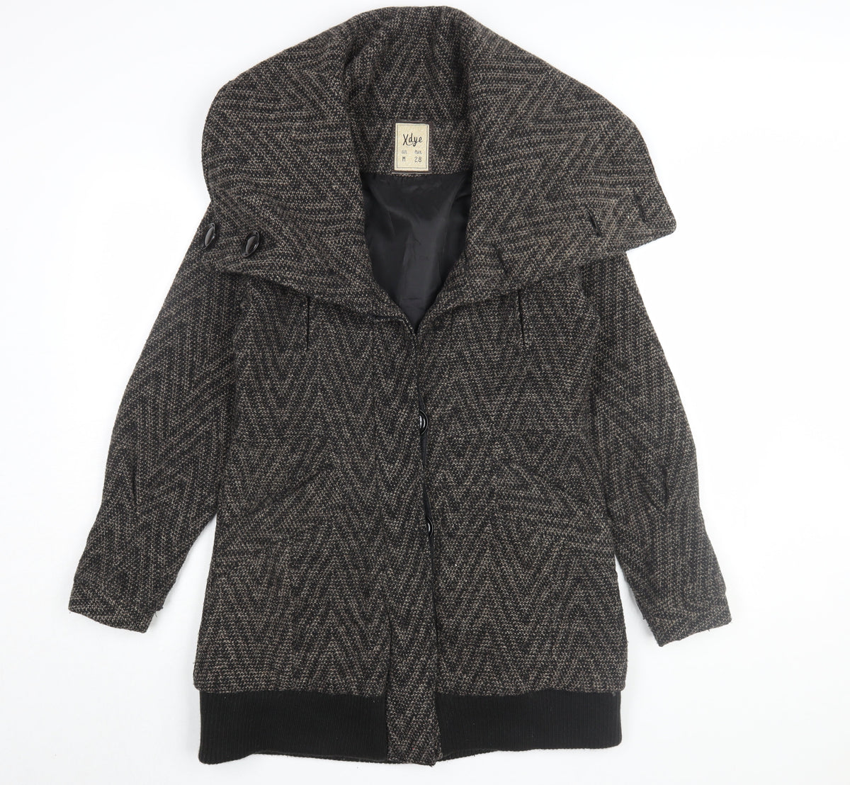 Xdye Women's Black Grey Herringbone Coat Size M