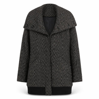 Xdye Women's Black Grey Herringbone Coat Size M