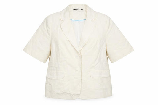 Bm Collection Beige Short Sleeve Women's Blazer Size 18
