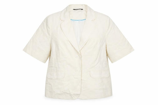 Bm Collection Beige Short Sleeve Women's Blazer Size 18